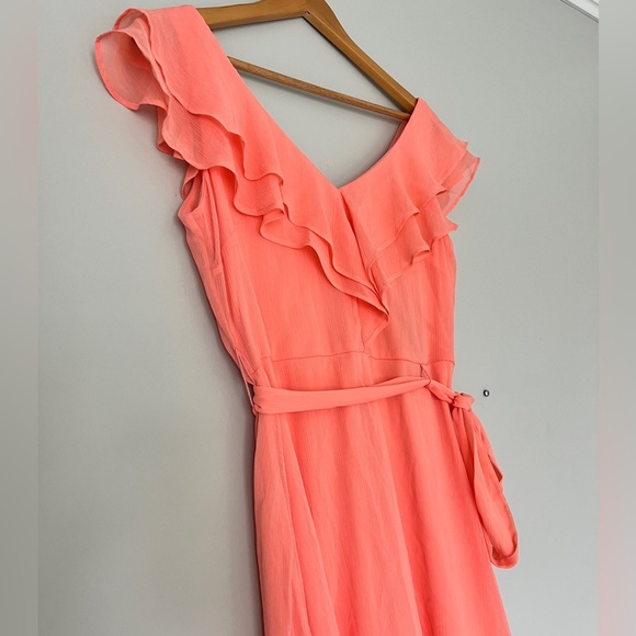 DKNY Double Ruffle-Collar Dress Salmon 8 - Picture 3 of 7